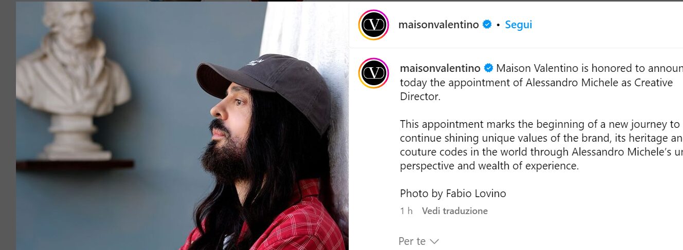 Valentino, Alessandro Michele è il nuovo direttore creativo
