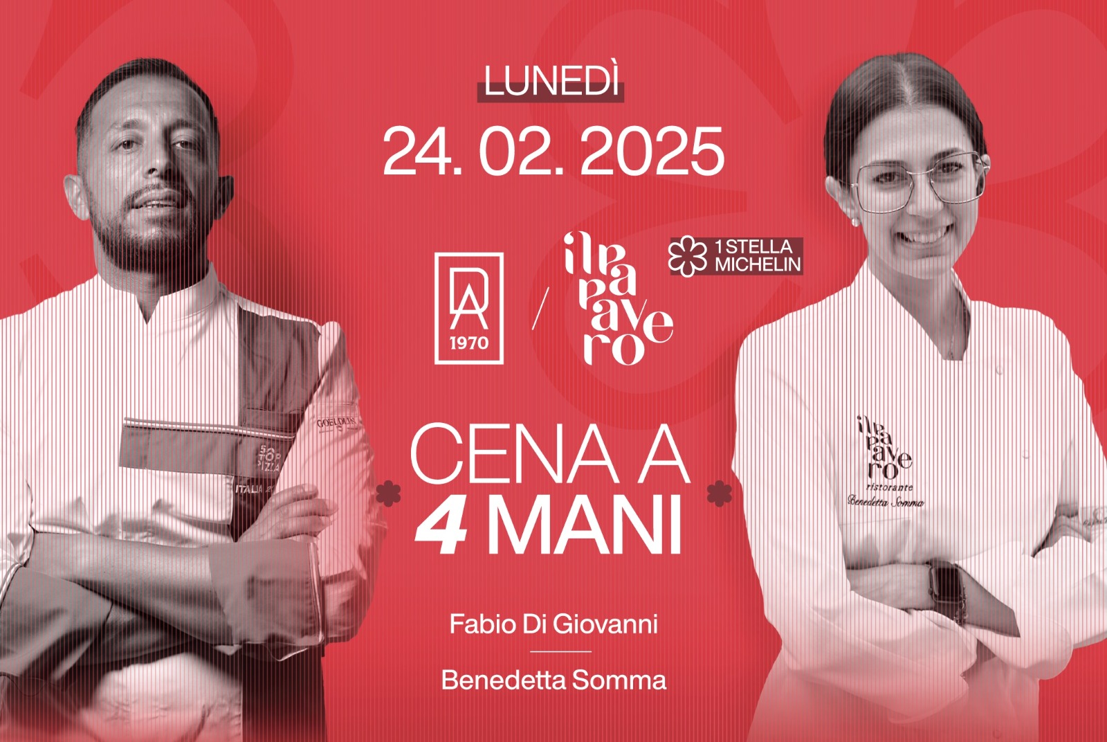 “ConFORME”, lunedì 24 febbraio cena a 4 mani con Fabio Di Giovanni e la pastrychef Benedetta Somma de “Il Papavero”