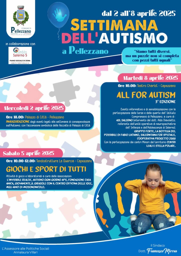 Pellezzano promuove l’inclusione: al via la Settimana della Consapevolezza sull’autismo