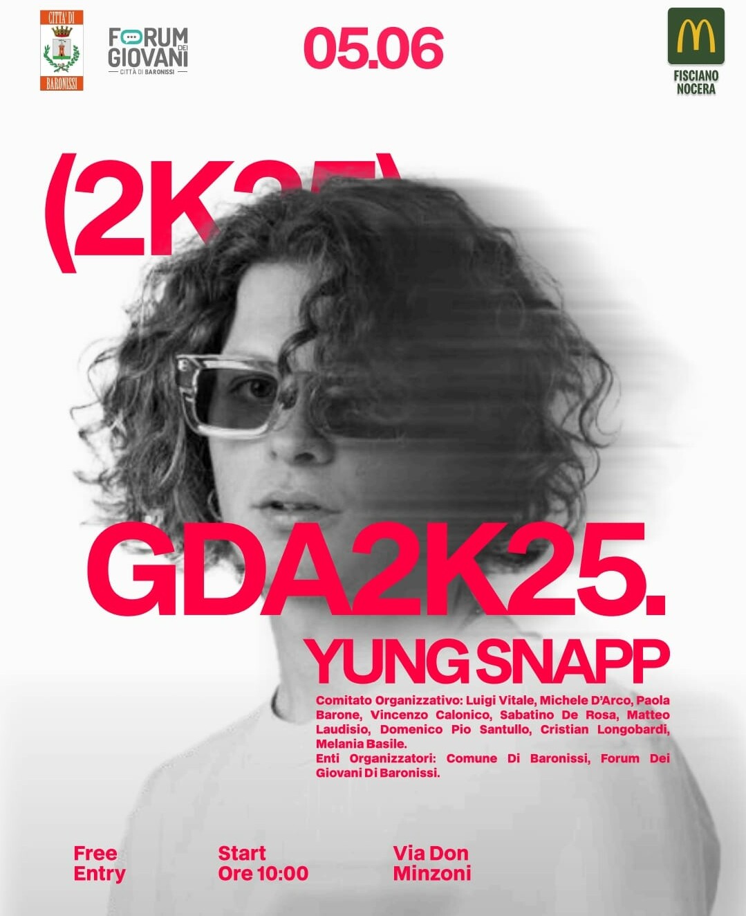 comune di baronissi giornata dell arte oggi giovedì 5 giugno guest il rapper yung snapp