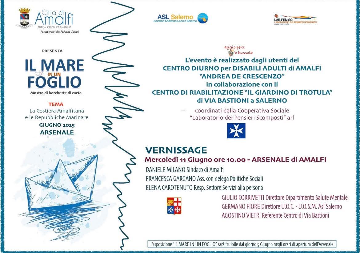 Vernissage “Il Mare in un Foglio”: Amalfi tra arte, inclusione e poesia Vernissage “Il Mare in un Foglio”: Amalfi tra arte, inclusione e poesia