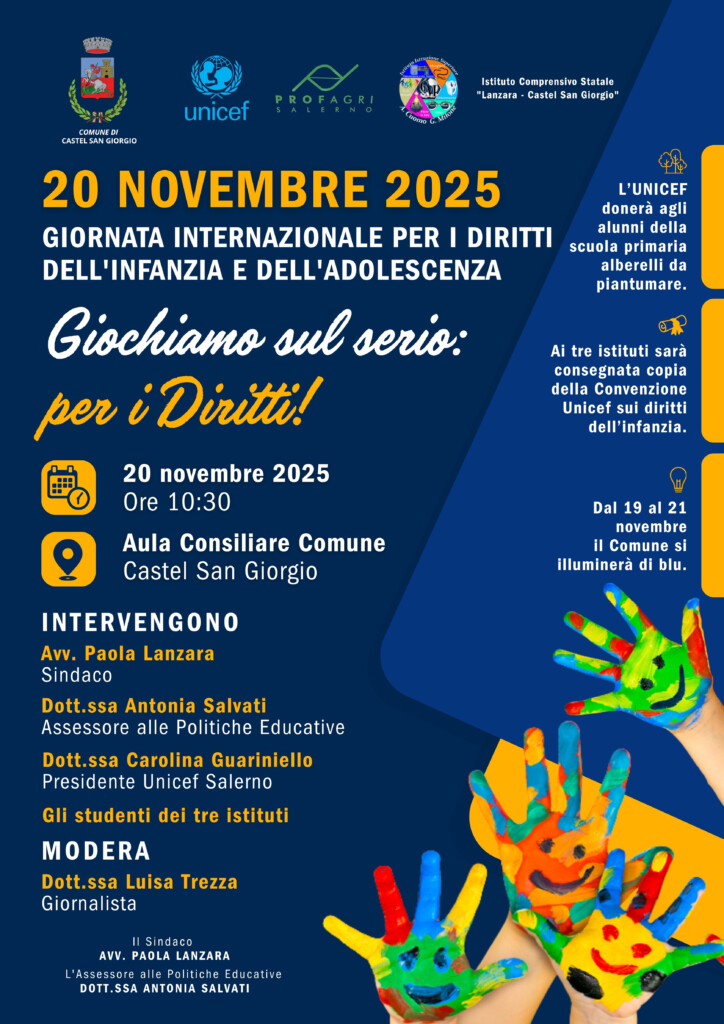 Castel San Giorgio, Giochiamo sul serio: per i Diritti.Aula Consiliare giovedì 20 novembre ore 10.30 Castel San Giorgio, Giochiamo sul serio: per i Diritti.Aula Consiliare giovedì 20 novembre ore 10.30