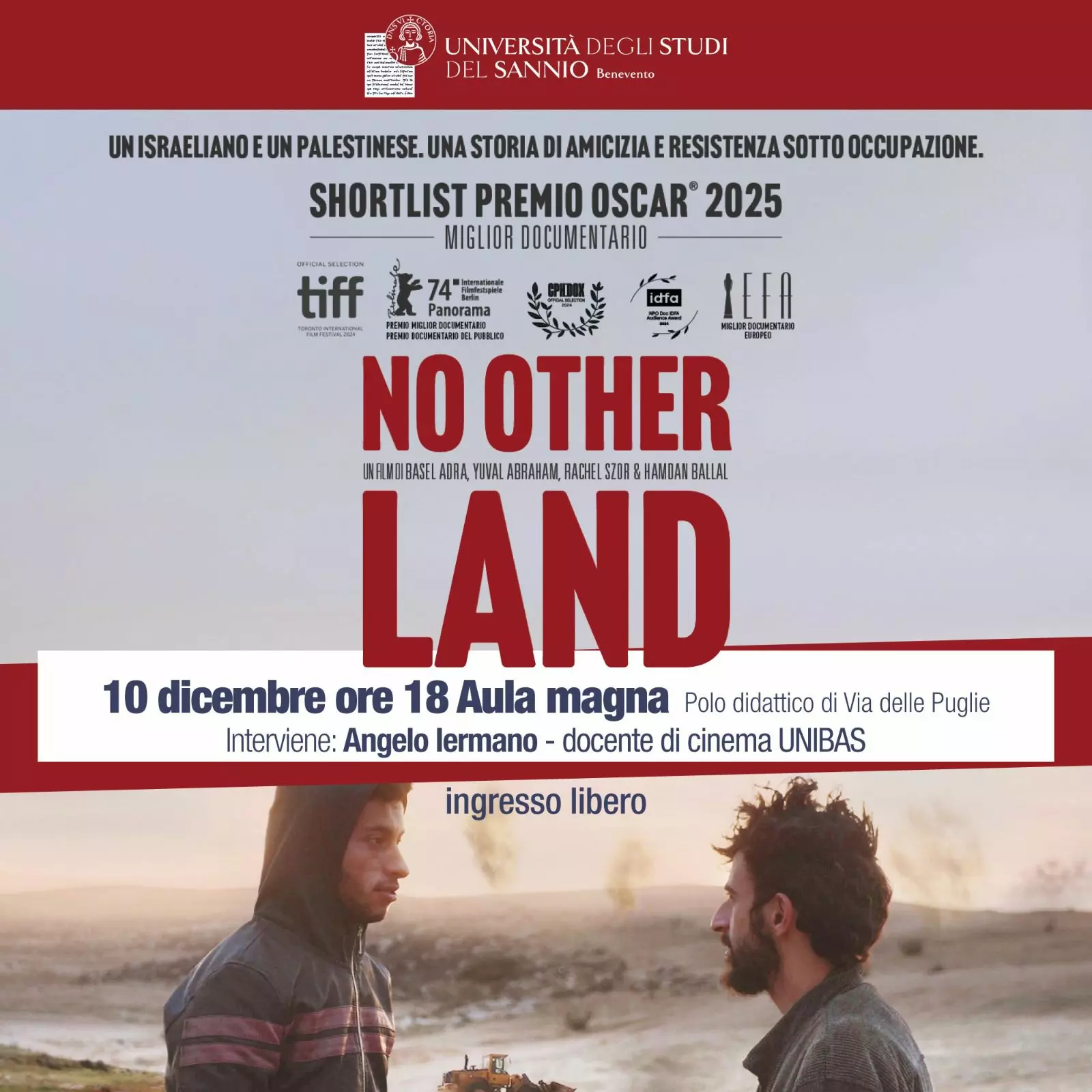 no other land all8217unisannio proiezione per i diritti umani