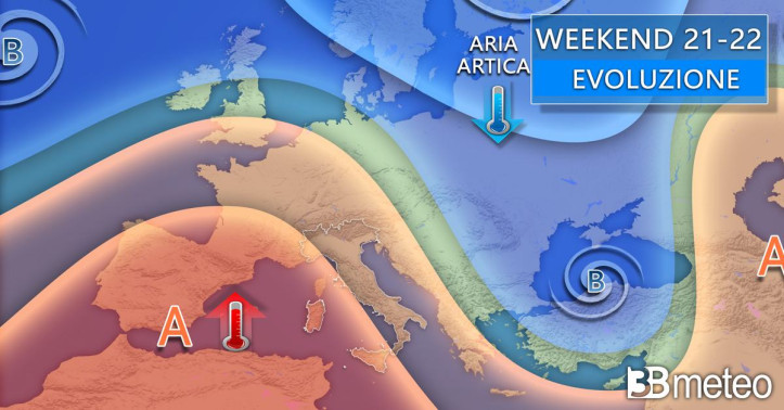 Ultima perturbazione sull’Italia con vento forte e neve al Nord. Nel weekend torna l’alta pressione con un assaggio di primavera e temperature fino a 18°C.