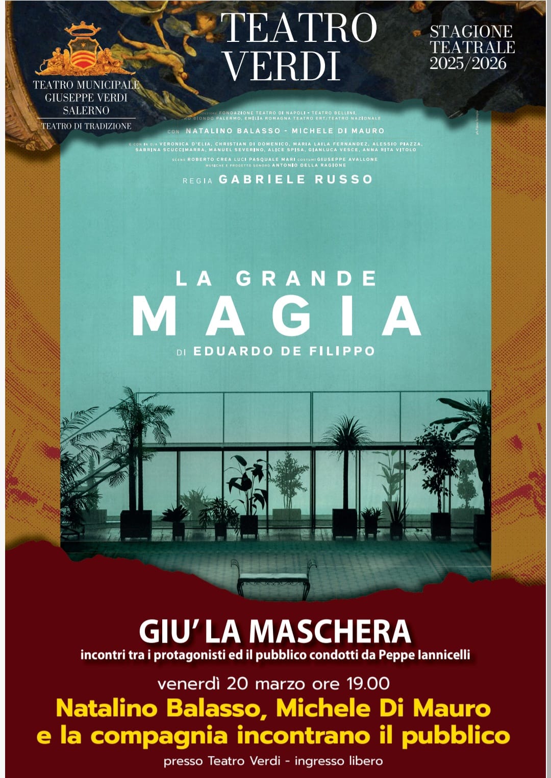 Teatro Verdi di Salerno, “Giù la maschera” con il cast de La grande magia di Eduardo De Filippo