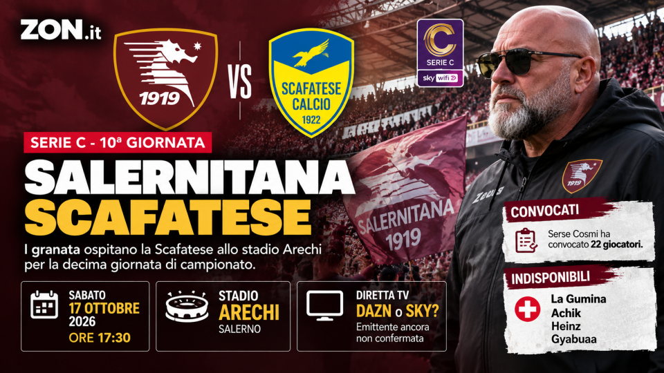 salernitana scafatese dove vederla orario tv e convocati di cosmi per la 10170 giornata di serie c da Zon.it salernitana scafatese dove vederla orario tv e convocati di cosmi per la 10170 giornata di serie c