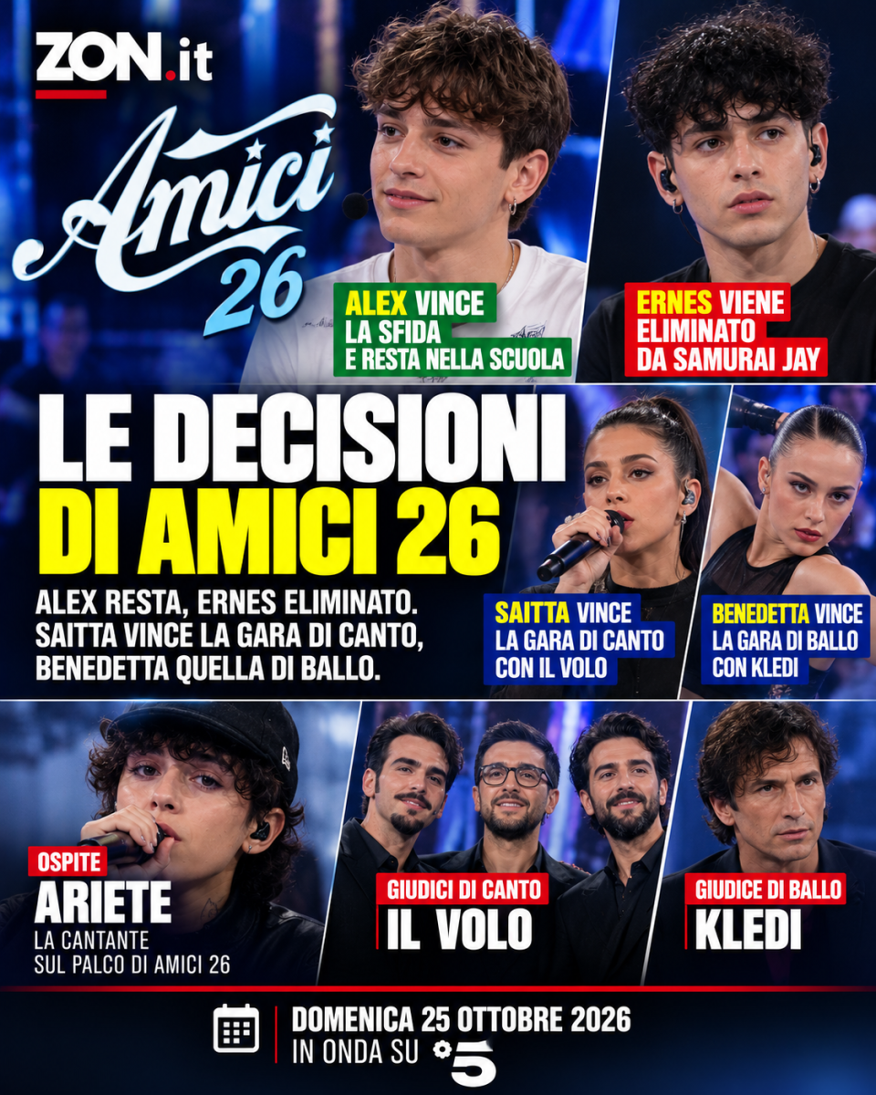 amici 26 anticipazioni del 25 ottobre ernes eliminato alex resta nella scuola da Zon.it amici 26 anticipazioni del 25 ottobre ernes eliminato alex resta nella scuola