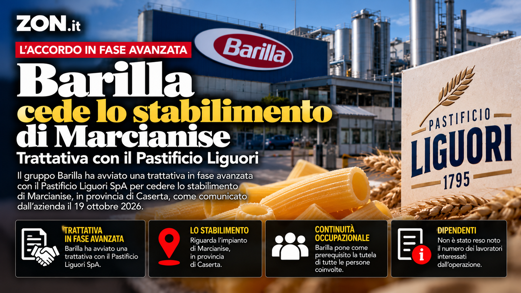 barilla tratta la cessione dello stabilimento di marcianise al pastificio liguori da Zon.it barilla tratta la cessione dello stabilimento di marcianise al pastificio liguori