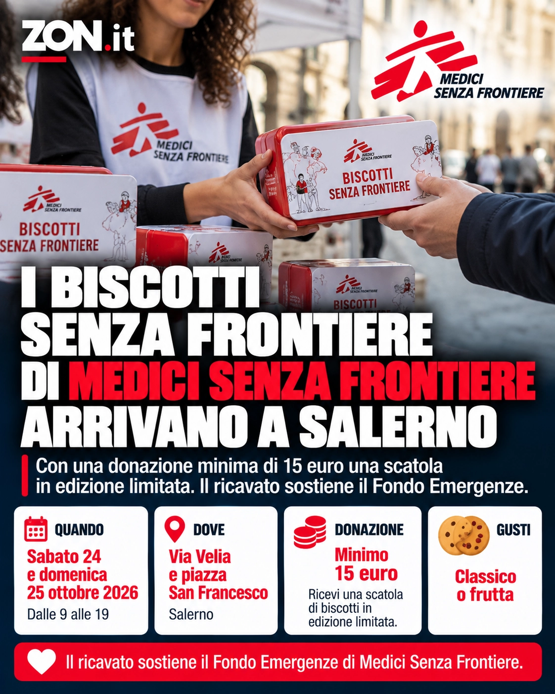 biscotti senza frontiere di medici senza frontiere a salerno le due piazze e gli orari del 24 e 25 ottobre 2026 da Zon.it biscotti senza frontiere di medici senza frontiere a salerno le due piazze e gli orari del 24 e 25 ottobre 2026