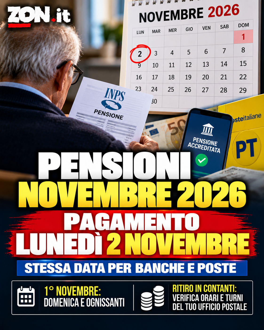 pensioni novembre 2026 l8217accredito in banca arriva luned236 2 novembre da Zon.it pensioni novembre 2026 l8217accredito in banca arriva luned236 2 novembre