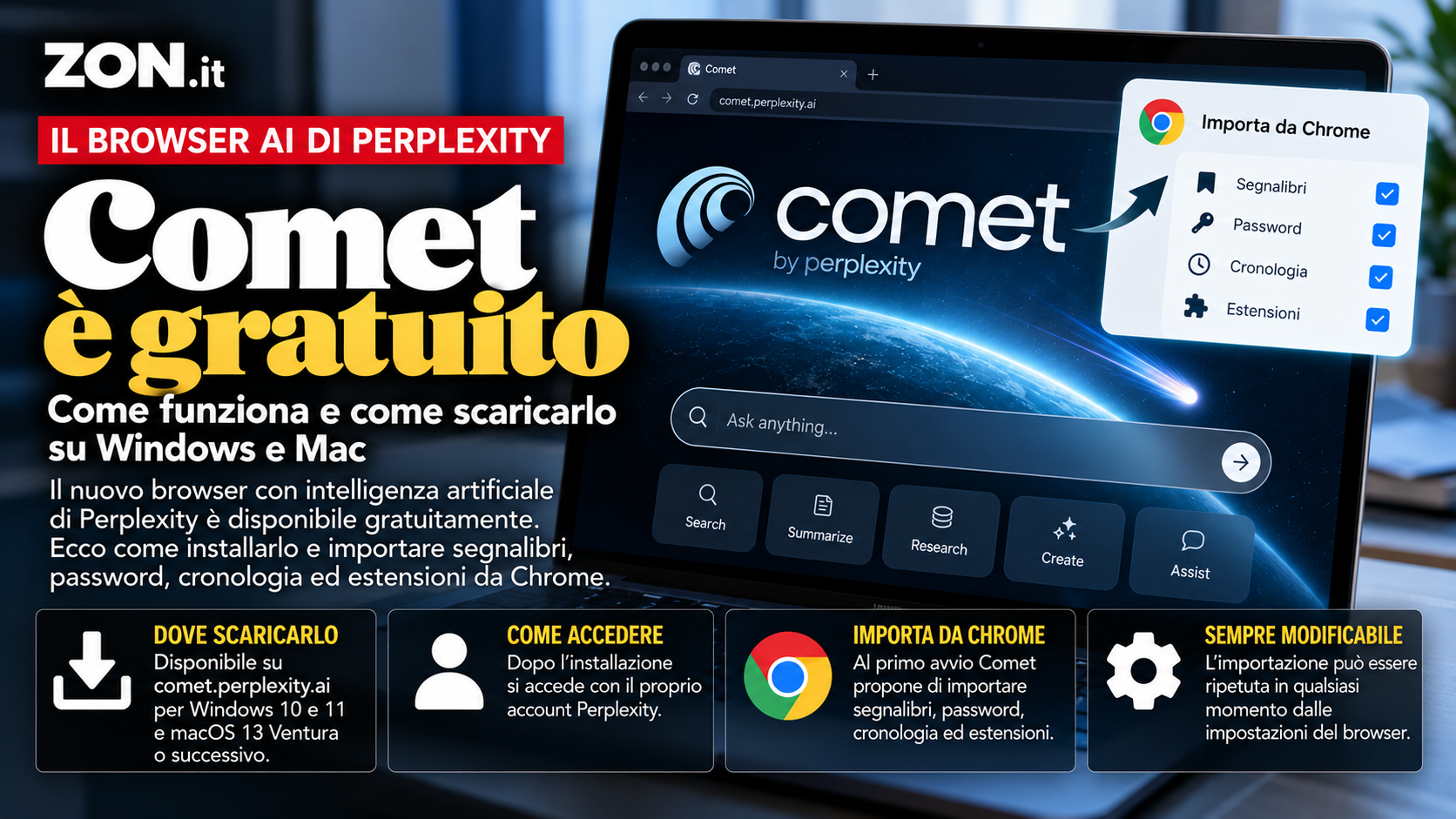 come installare comet di perplexity su windows e mac e importare i dati da chrome da Zon.it come installare comet di perplexity su windows e mac e importare i dati da chrome